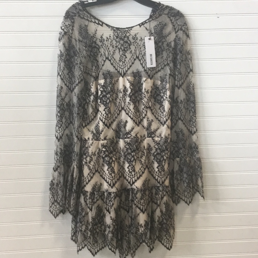 Black & Cream Lace Cocktail Dress